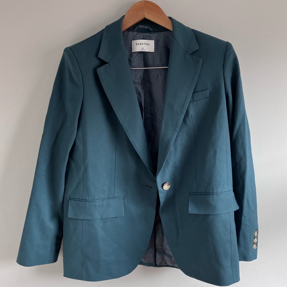 Aritzia Babaton Teal Blazer single breasted size XS business casual